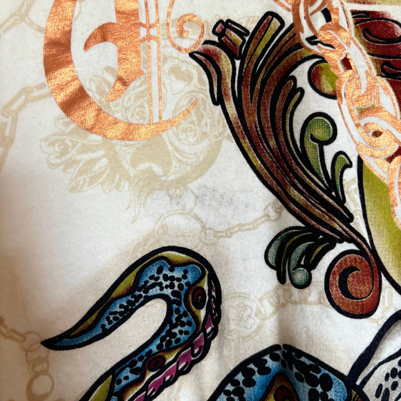 RARE Vintage Y2K Christian Audigier Shirt Mens XXL Snake Print Chain - Picture 3 of 16